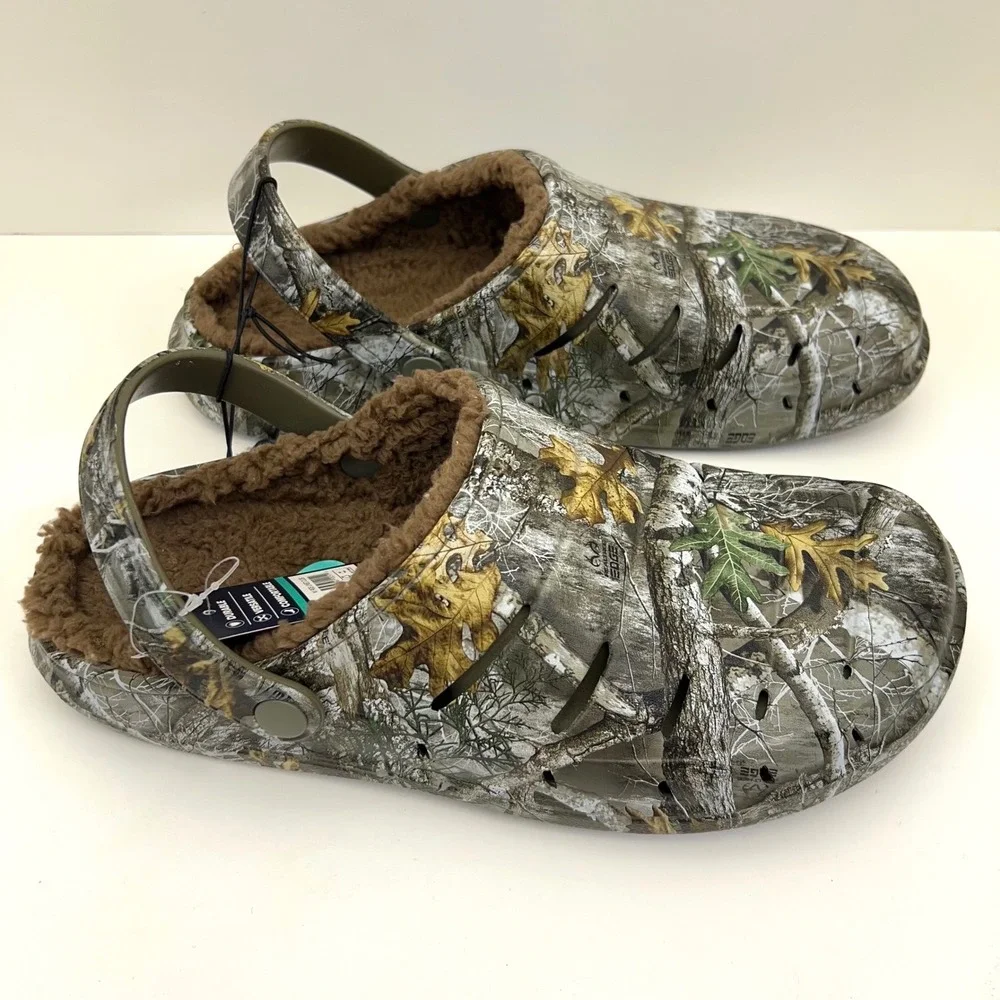Rugged Shark Mens 12 Fleece Lined Clogs Realtree Edge Camo Slip Ons Memory Foam